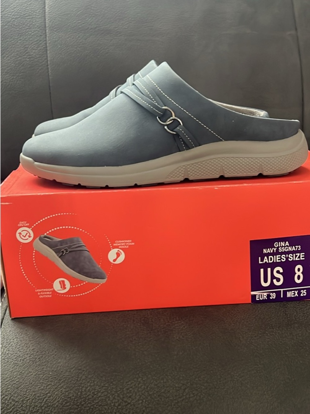 Gina Navy Slip-On Mule Clog